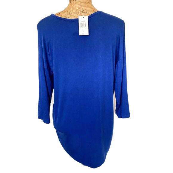 NWT Design History Rhinestone Tee Sapphire Blue Hi Low Slouchy Size Small - Picture 2 of 4